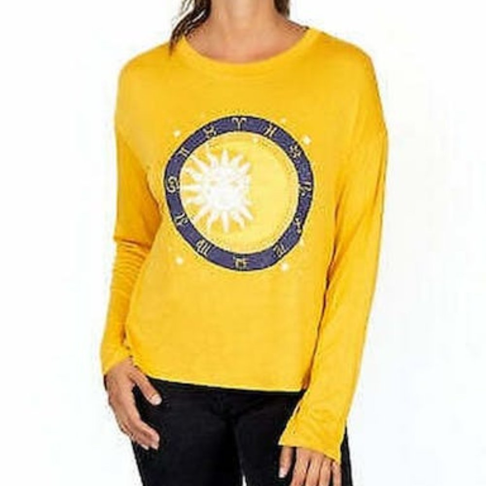 Rebellious One Juniors Moon Graphic Top, Choose Sz/Color